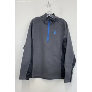 Spyder Gray Blue Sweater Mens 1/2 Zip Jacket Pullover‎ Fleece Lined - Size M